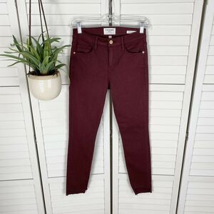 Frame Denim Le Skinny De Jeanne Raw Edge Stagger Hem Jeans Pinot‎ Womens Size 26